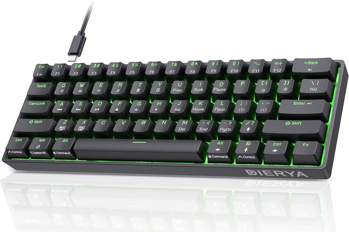 DIERYA 60% Mechanical Keyboard, DK61se Wired Gaming Keyboard with Blue Switch...