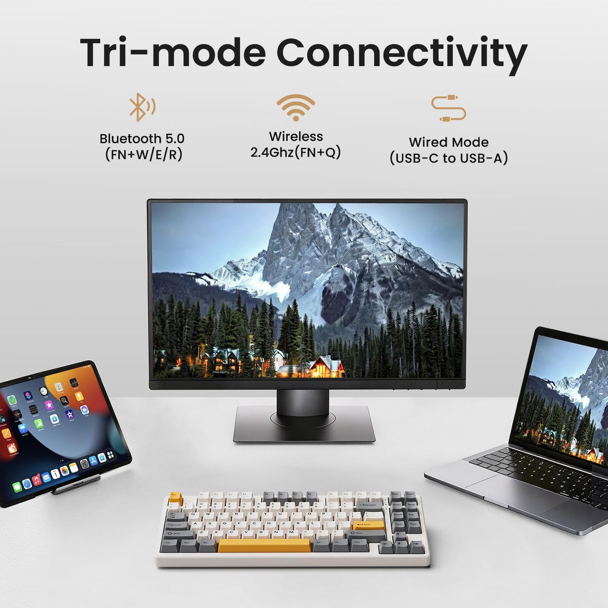 Kisnt KN85 Wireless Mechanical Keyboard, 75% Layout, Bluetooth/2.4GHz/USB-C, ...