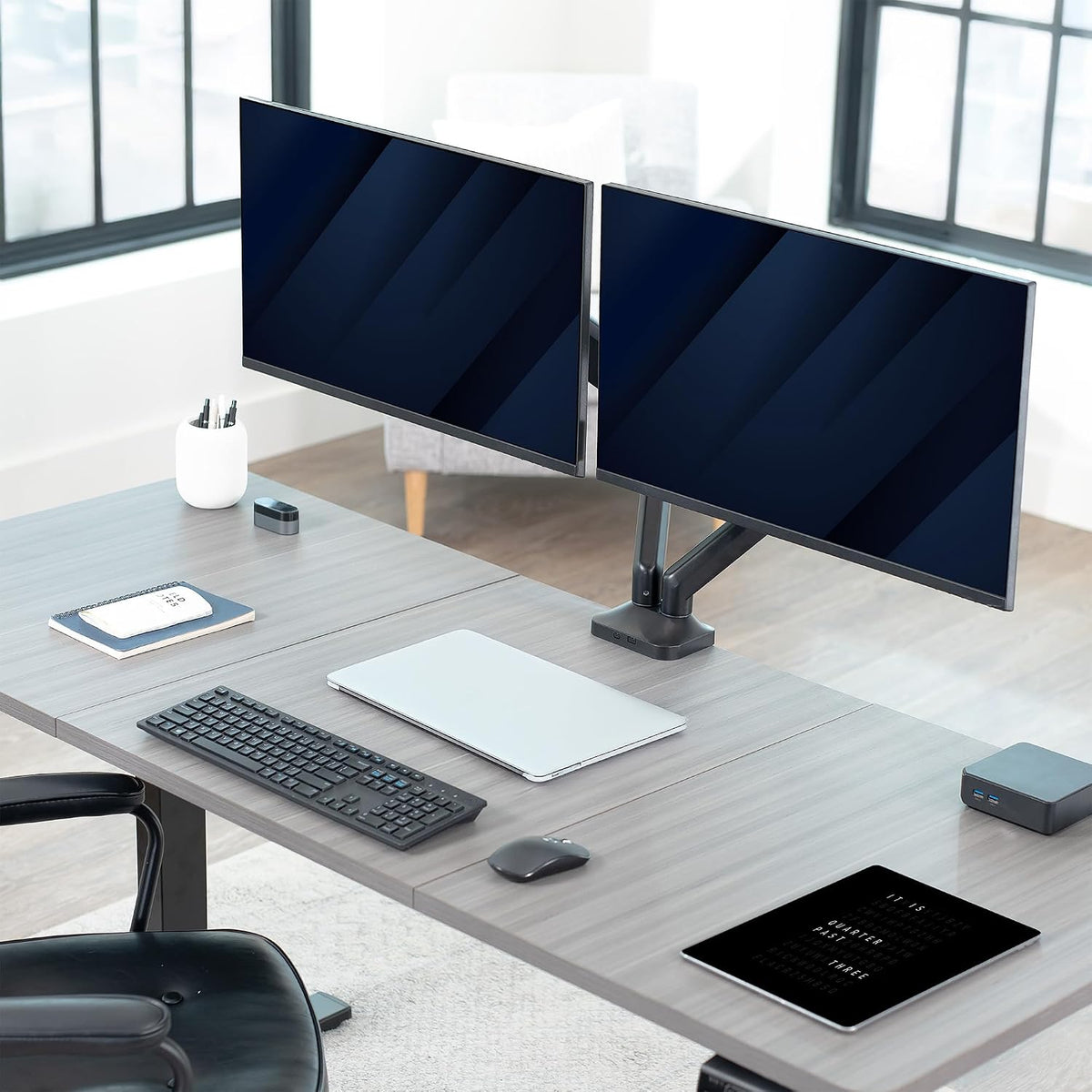 VIVO Dual Pneumatic Arm Ultra-Wide Monitor Mount for up to 35 inch Screens, H...