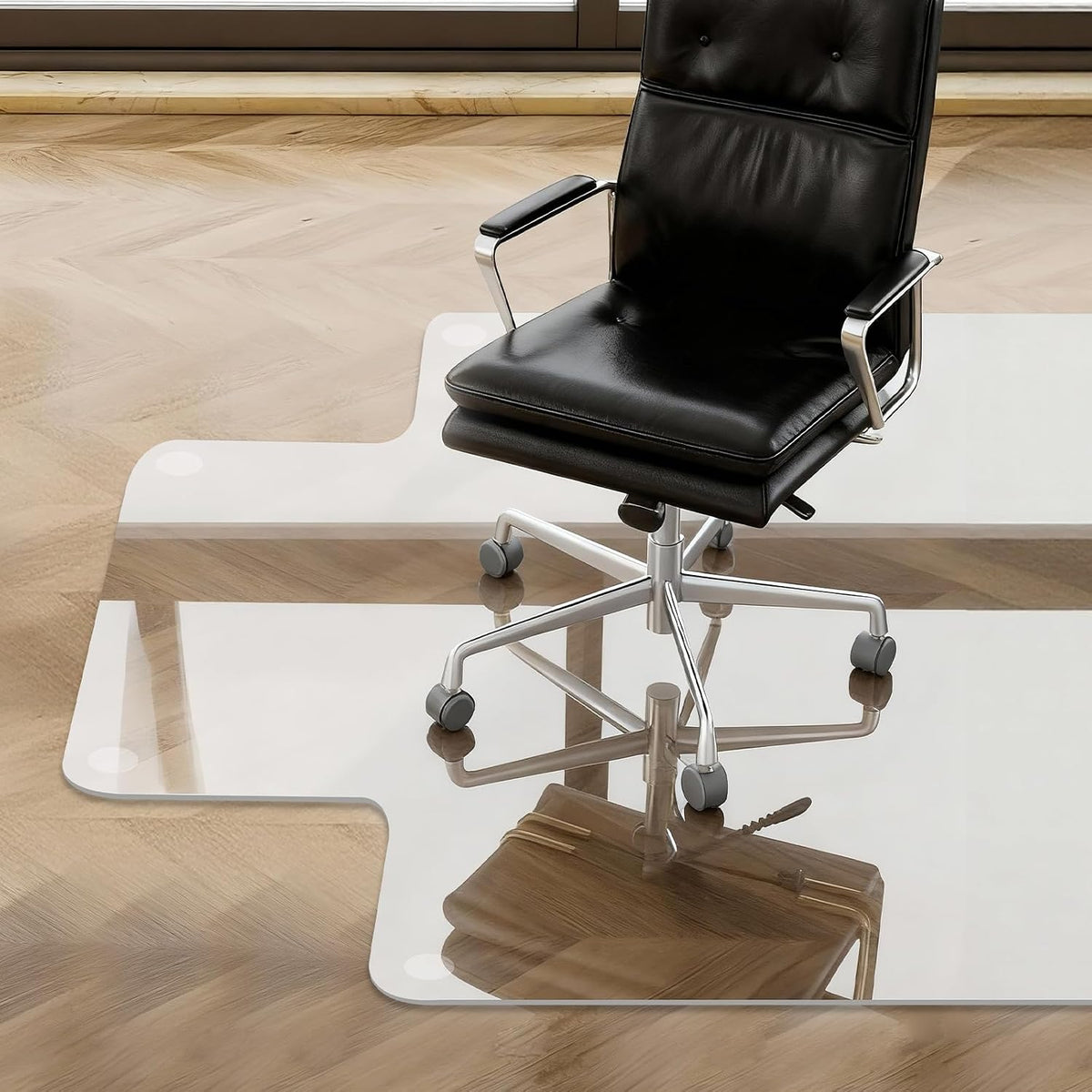 Tempered Glass Chair Mat with Lip, 36”x48” Heavy-Duty Office Floor Protector ...