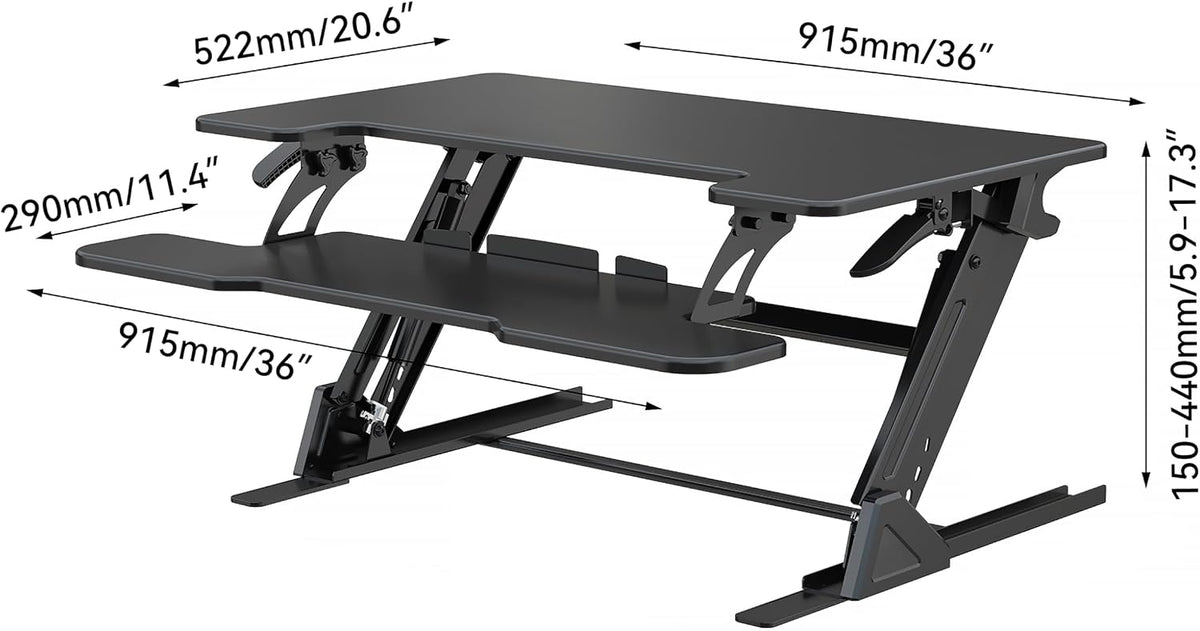 Standing Desk Converter 36 x 24 Inches, Height Adjustable