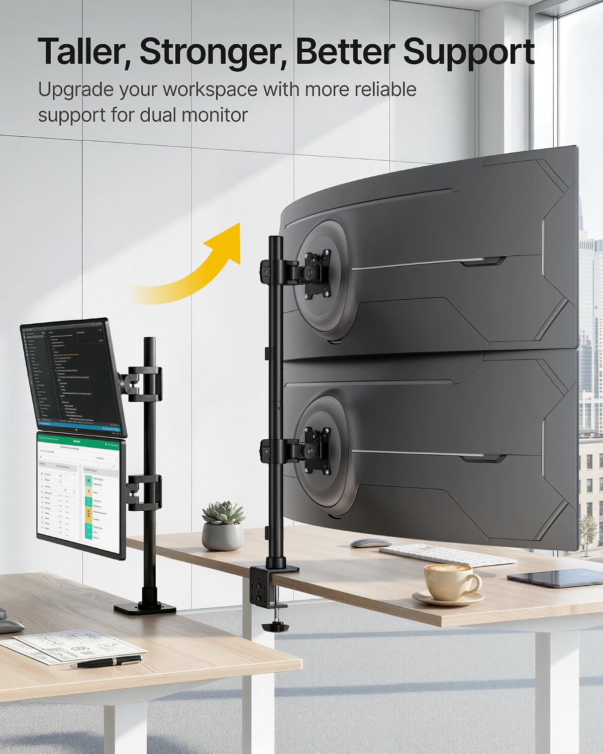 monTEK Heavy-Duty Stacked Dual Monitor Stand for 17-49" Screens