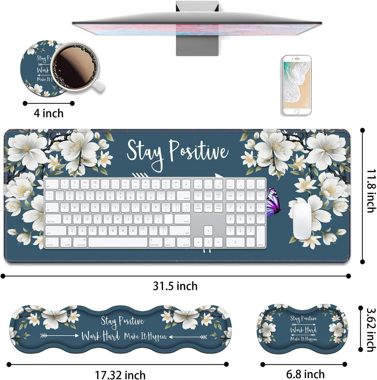 4 in 1 Ergonomic Keyboard Wrist Rest & Mouse Pad Wrist Rest Set,Stay Posi...