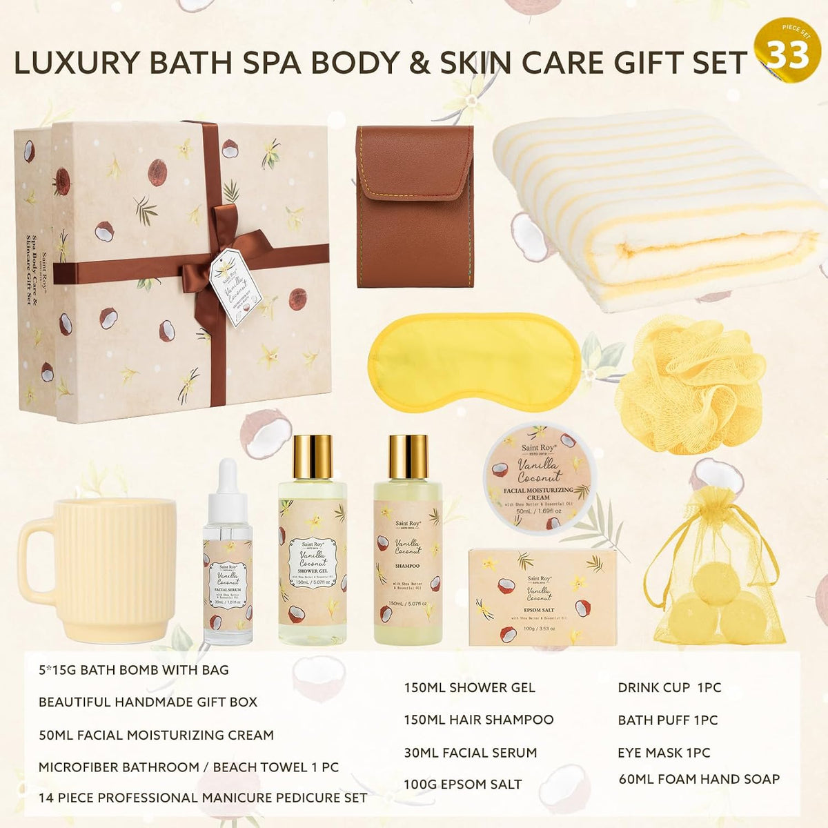 Get Well Soon Gifts Baskets, Coconut Spa Self Care Package After Surgery