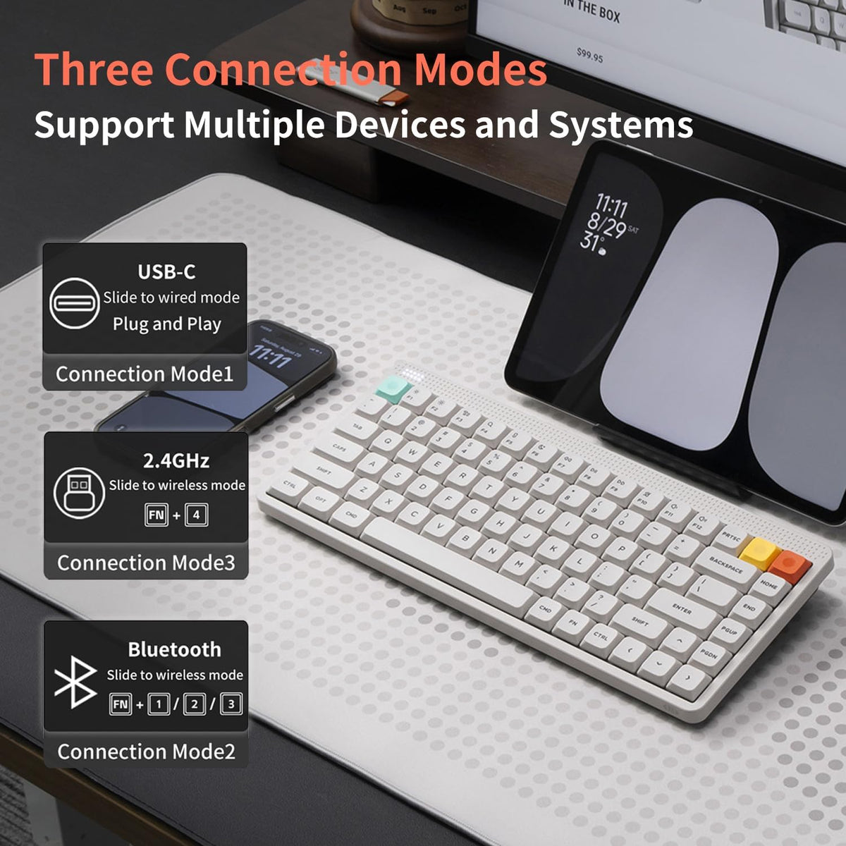 nuphy Node75 Tri-Mode Wireless Mechanical Gaming Keyboard - White