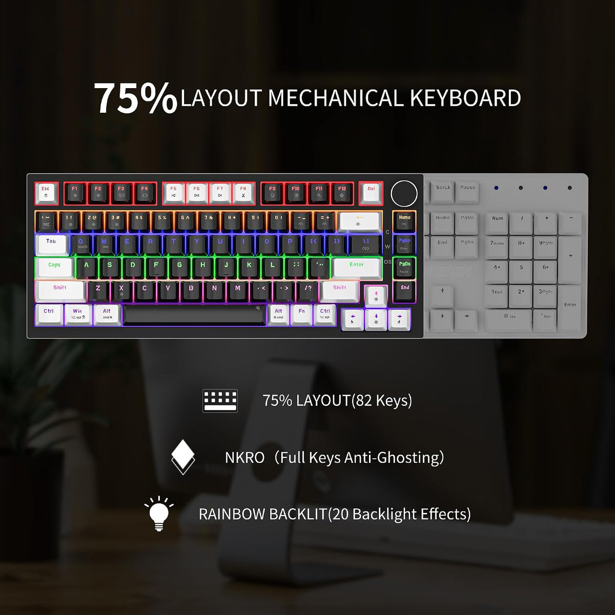 Newmen GM326 Mechanical Keyboard,75% Percent Gaming Keyboard,Wired Keyboard