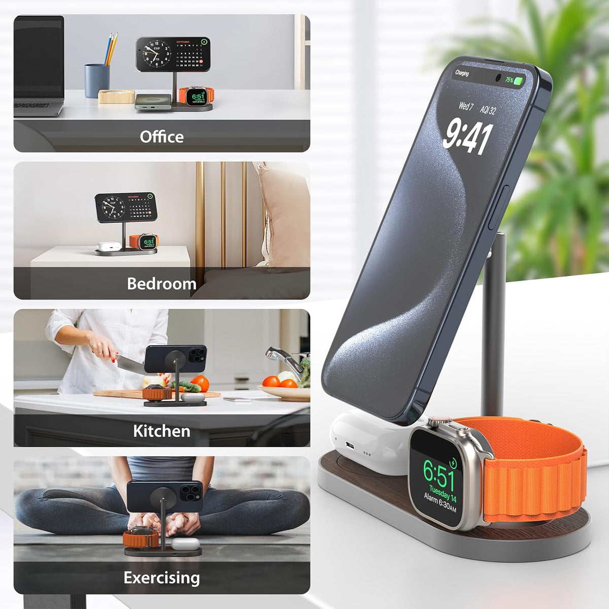 KU XIU X23 Pro 3-in-1 Magnetic Wireless Charging Stand
