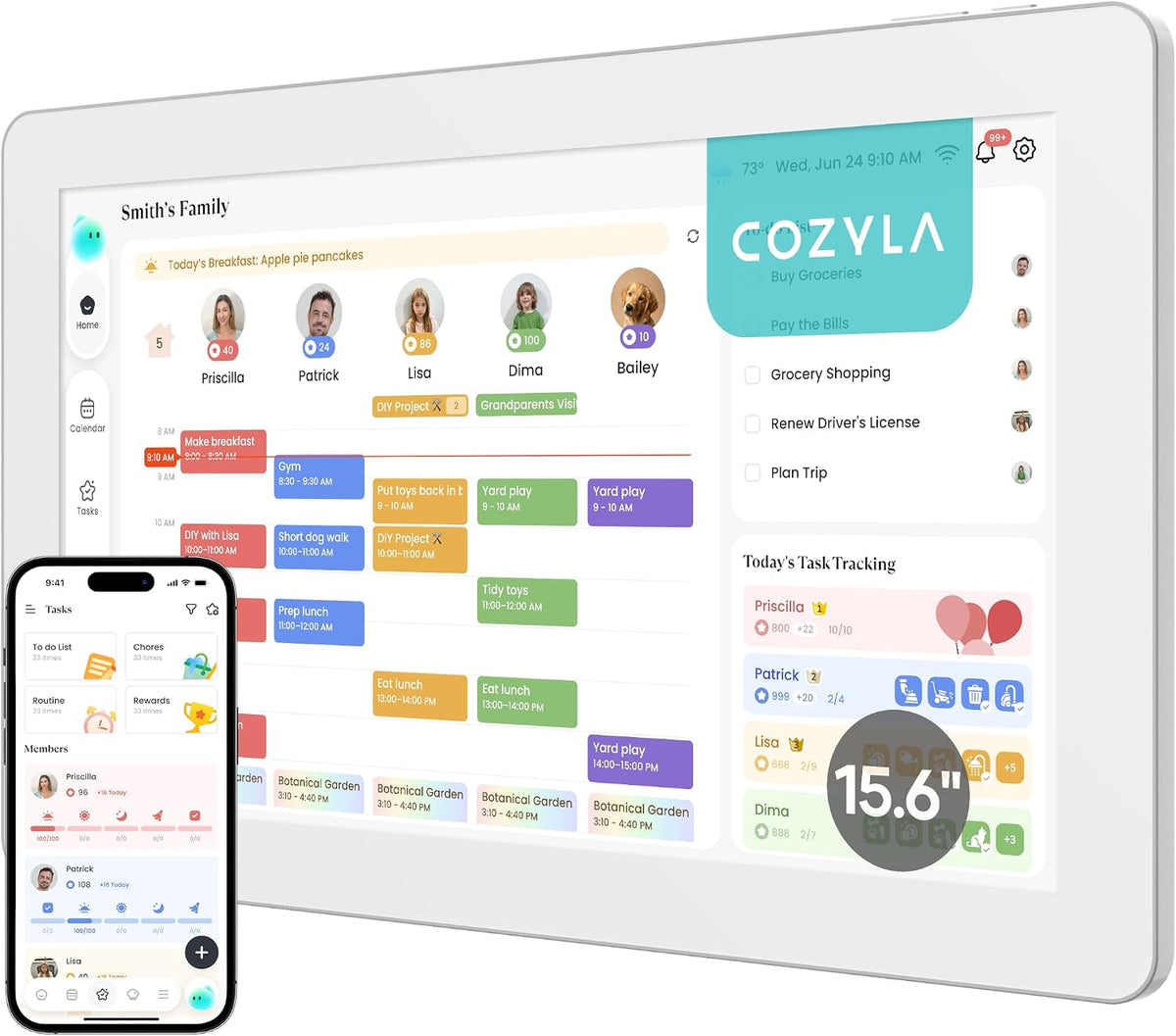 Cozyla Calendar Neo-15.6" Smart Digital Calendar Wall Touch Screen & Desk