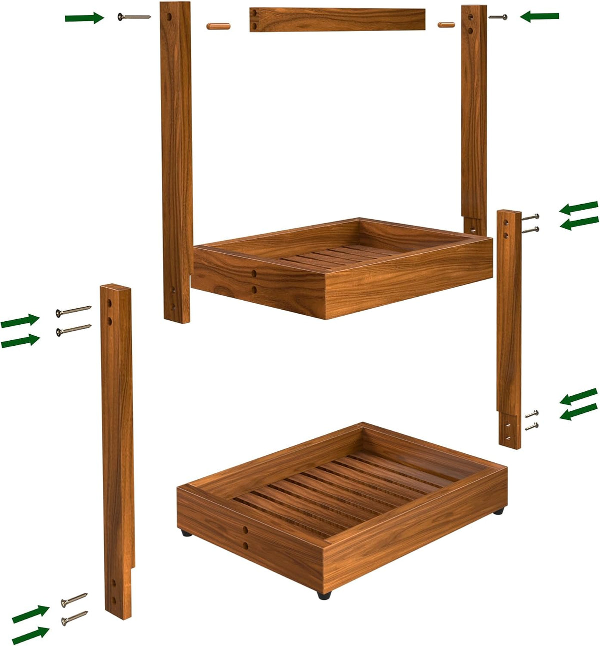 Teak Bathroom Shelf Towel Holder - 2 Tier