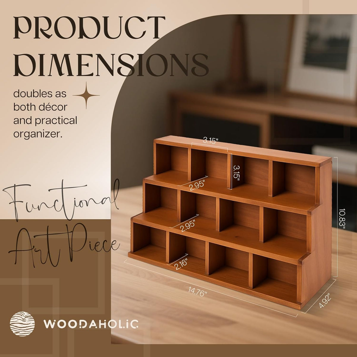 Wood 3-Tier Riser Stand Display Organizer – Versatile Tiered Desktop Shelf fo...