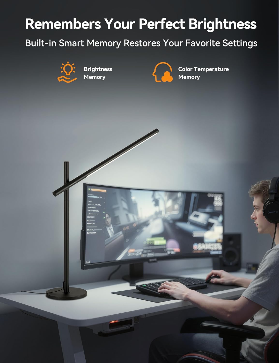Tubicen LED Desk Lamps,Modern Touch Adjustable Table Lamps,3-Color Dimmable