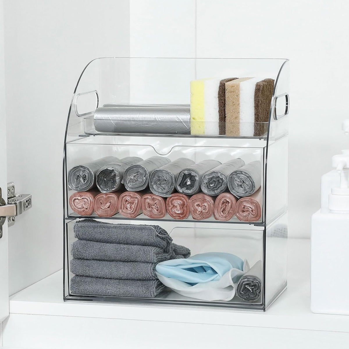 Clear Kitchen and Pantry Organizer with Drawers, Plastic
