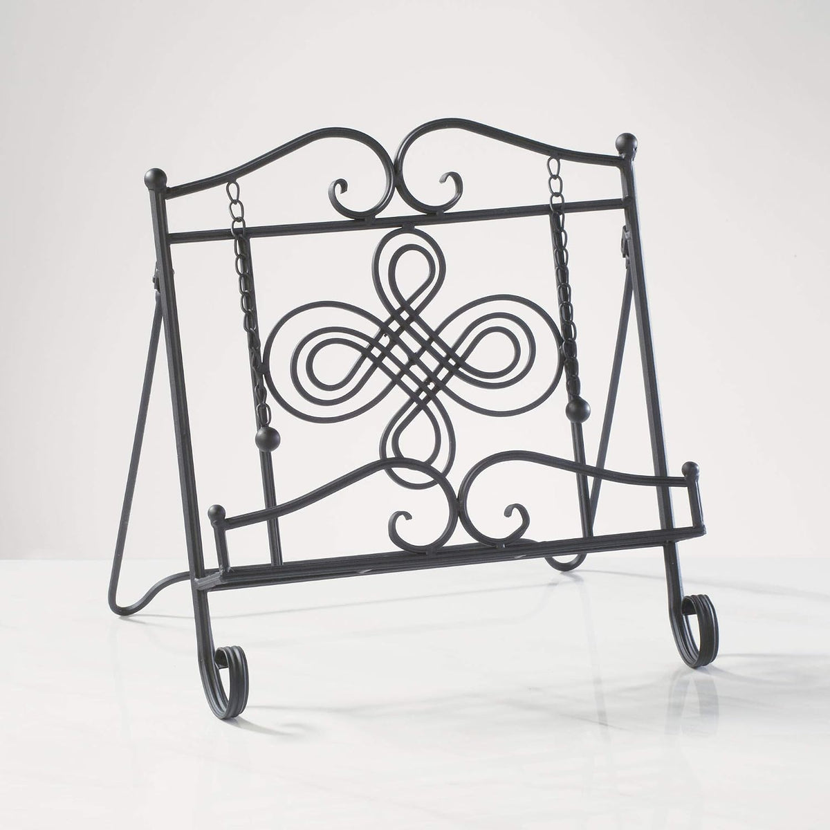 TRIPAR Swirl Design Black Metal Cookbook Stand for Cookbooks, Recipe Holders,...