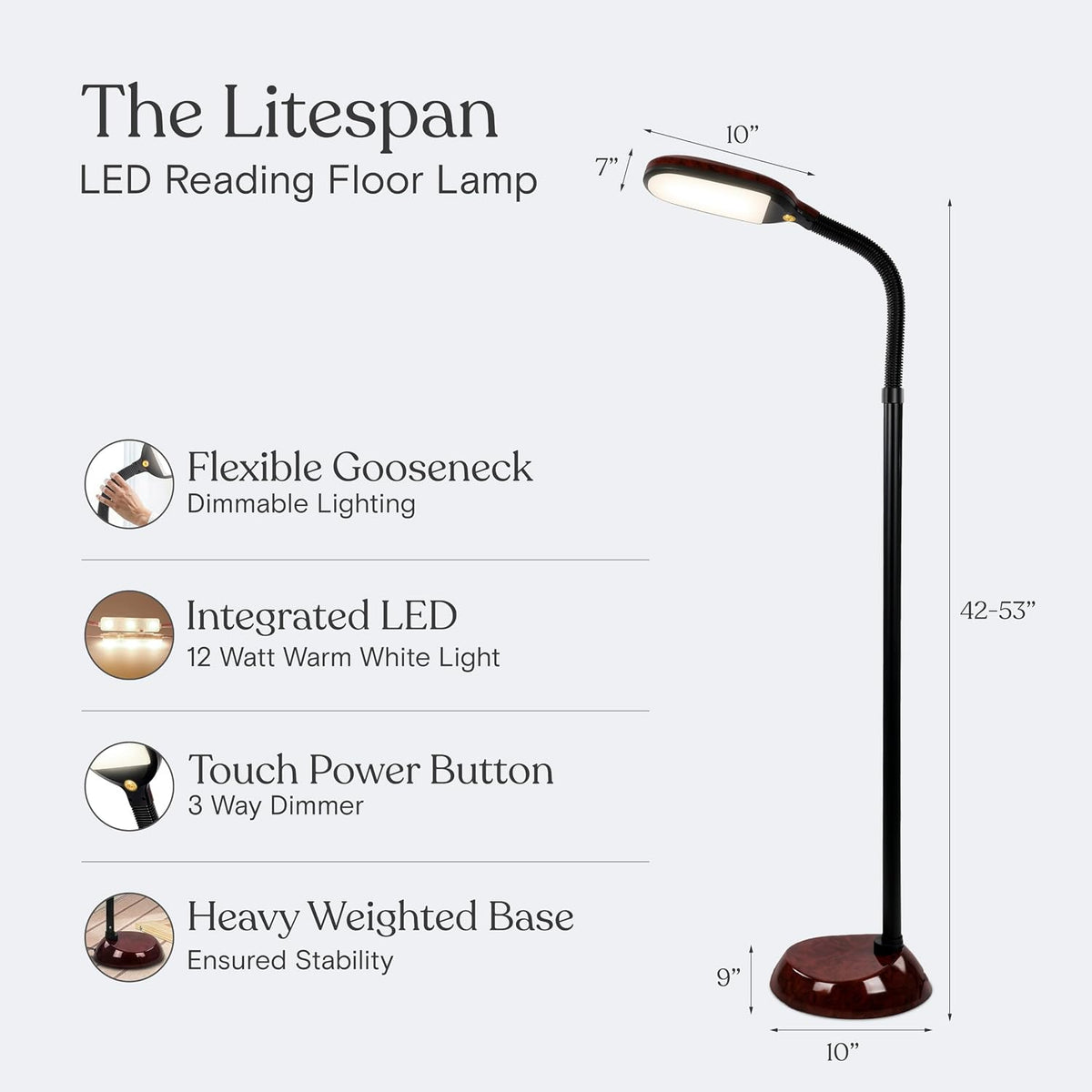 Brightech Litespan - Bright LED Floor Reading Lamp for Over Chair Crafts and ...