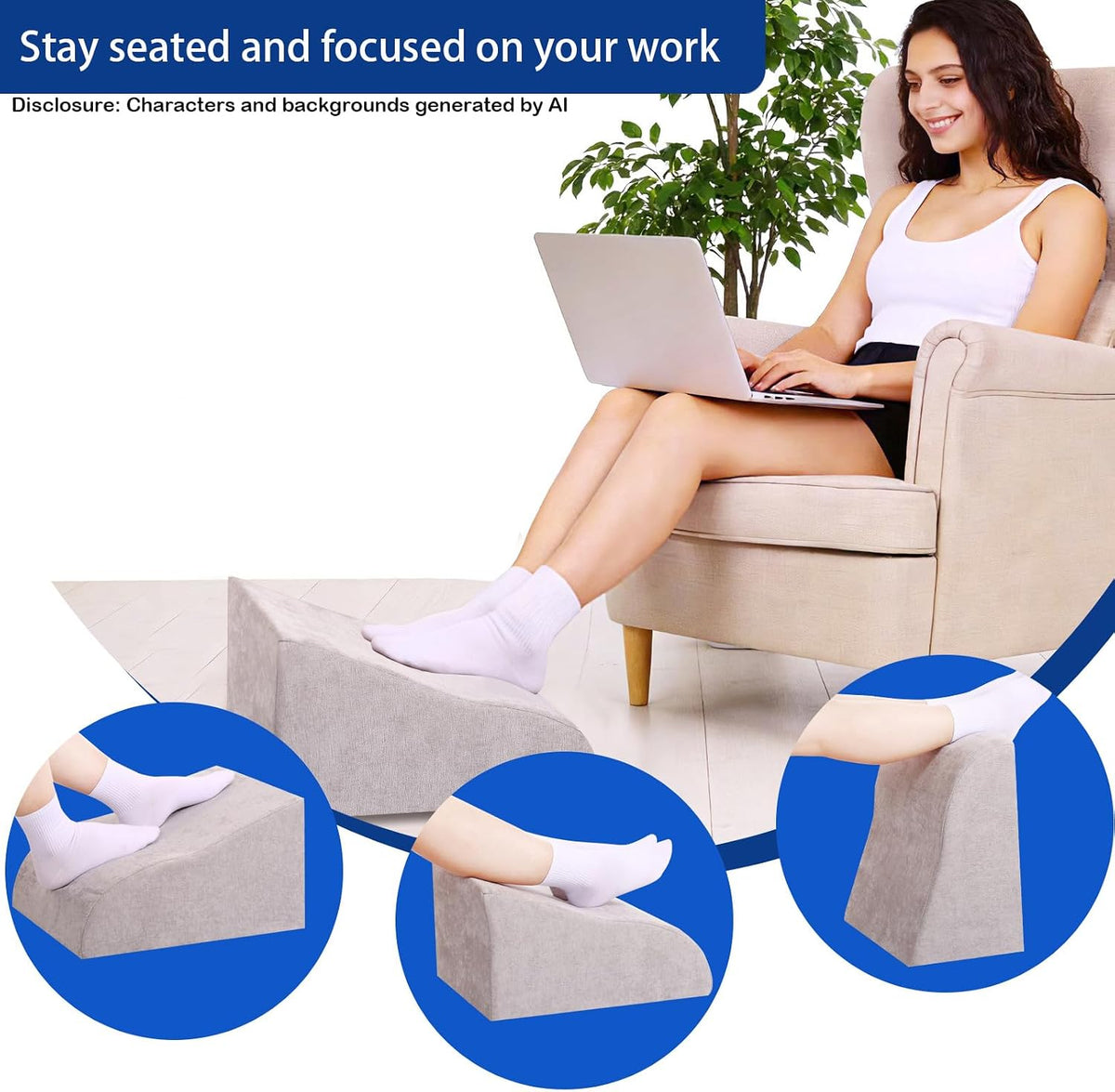 Foot Rest for Under Desk at Work, Ergonomic Under Desk Footrest with Washable...
