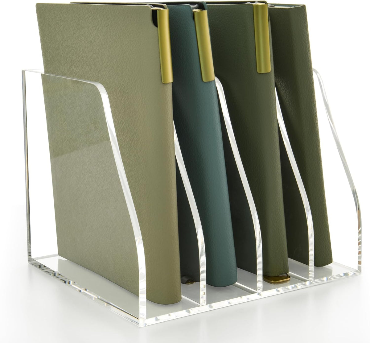 Acrylic Magazine File Holder, 4 Vertical Compartments Desk Document Sorter Or...
