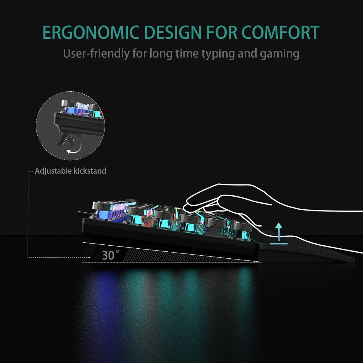 AULA F2088 Typewriter Style Mechanical Gaming Keyboard Wired, 104 Keys