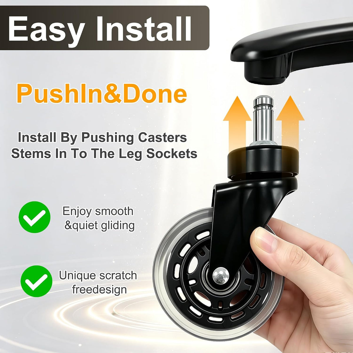 Rubber Caster Wheels Set of 5 – Replacement for Office Chairs
