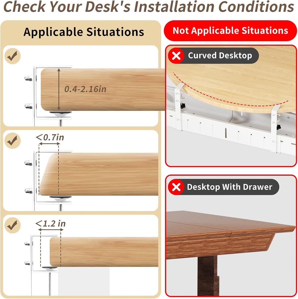 Under Desk Cable Management Tray,Expandable 25.2" – 38.6",White
