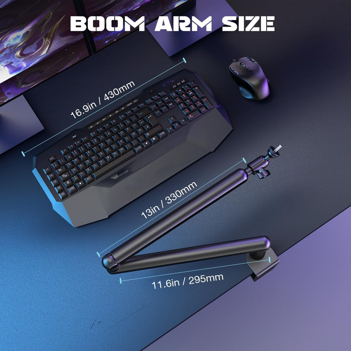 FIFINE BM88 Low Profile Microphone Boom Arm Stand for Gaming Streaming