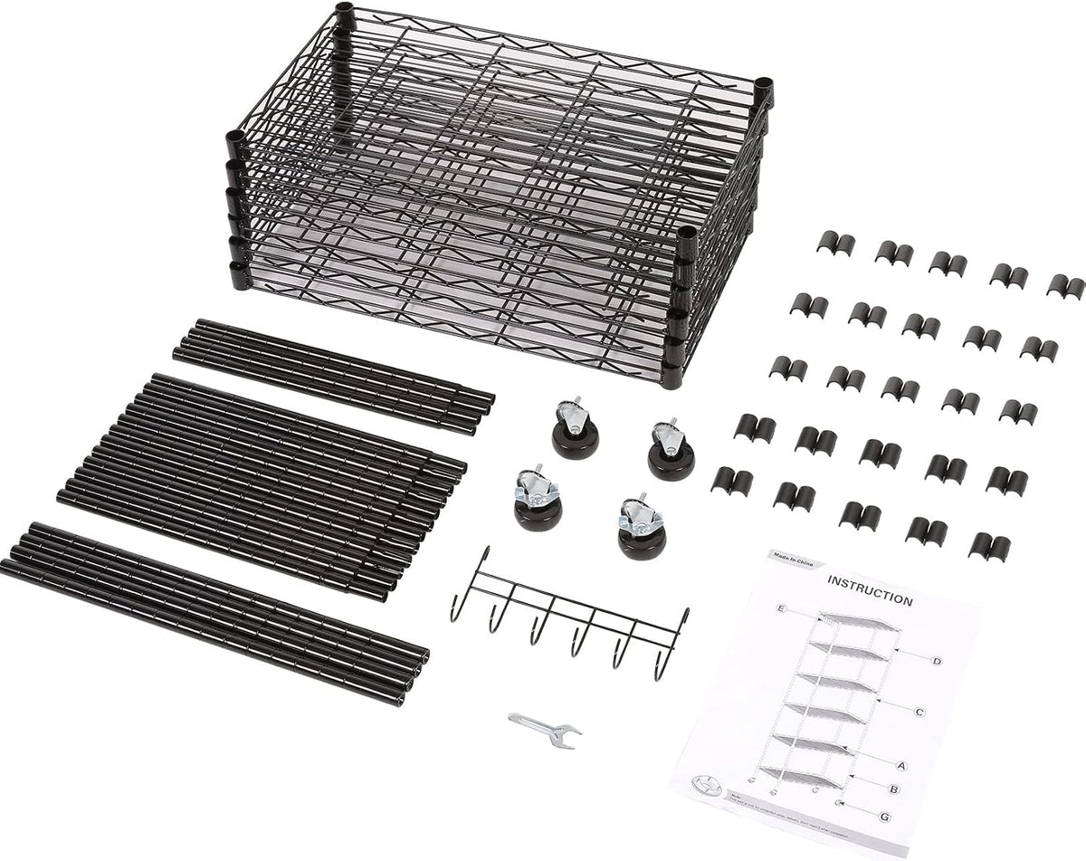 Himimi 6-Tier Storage Shelf Units, Adjustable Wire Shelving with Wheels, Meta...