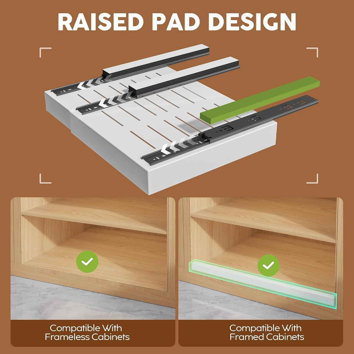 Seinloes 2 Pack Expandable Pull Out Cabinet Organizer 21"Deep With Raisi...
