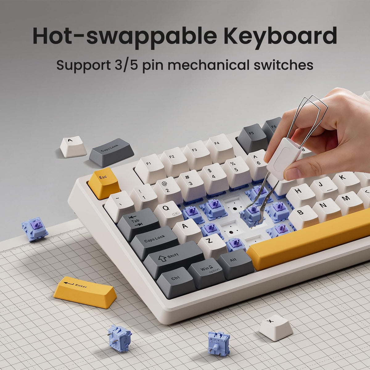 Kisnt KN85 Wireless Mechanical Keyboard, 75% Layout, Bluetooth/2.4GHz/USB-C, ...