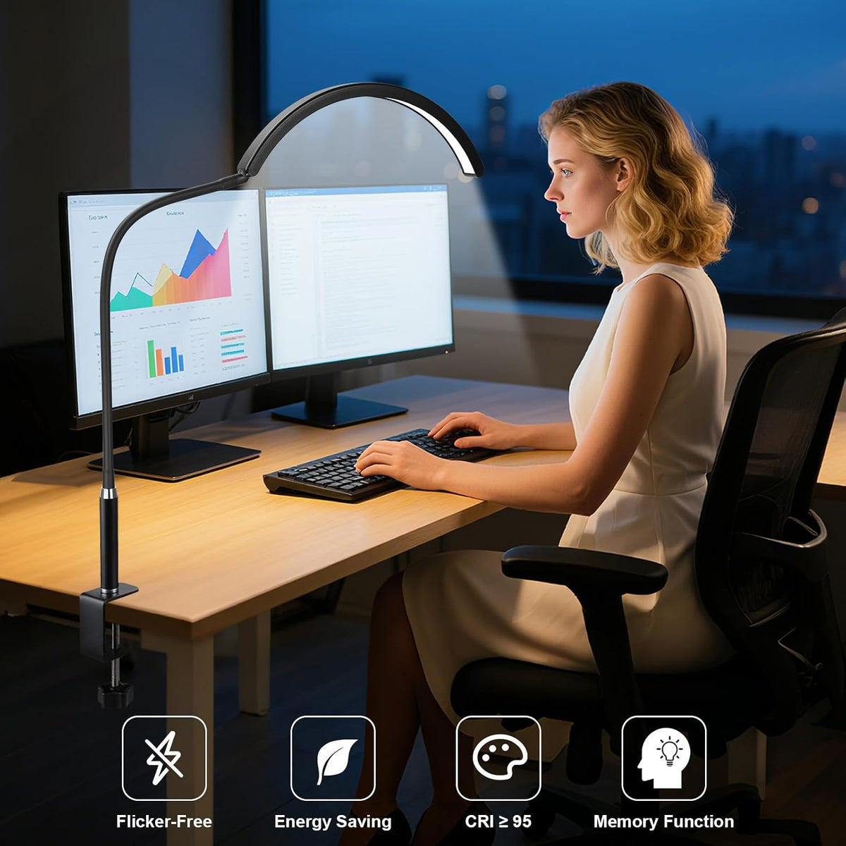 Professional Half Moon LED Desk Light for Nail Techs & Artists – Flexible...