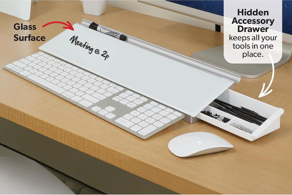 Quartet Glass Dry Erase White Board, Desktop Computer Pad for Notetaking, 18&...