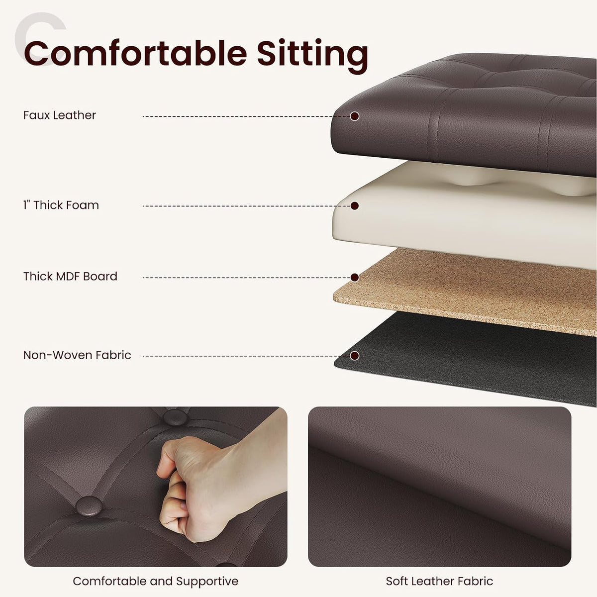 YOUDENOVA Storage Ottoman, Small Ottoman Foot Rest, Ottoman with Storage