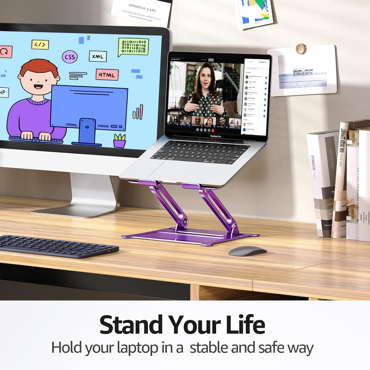 Urmust Adjustable Laptop Stand for Desk, 10-15.6“ Laptop Riser, Purple