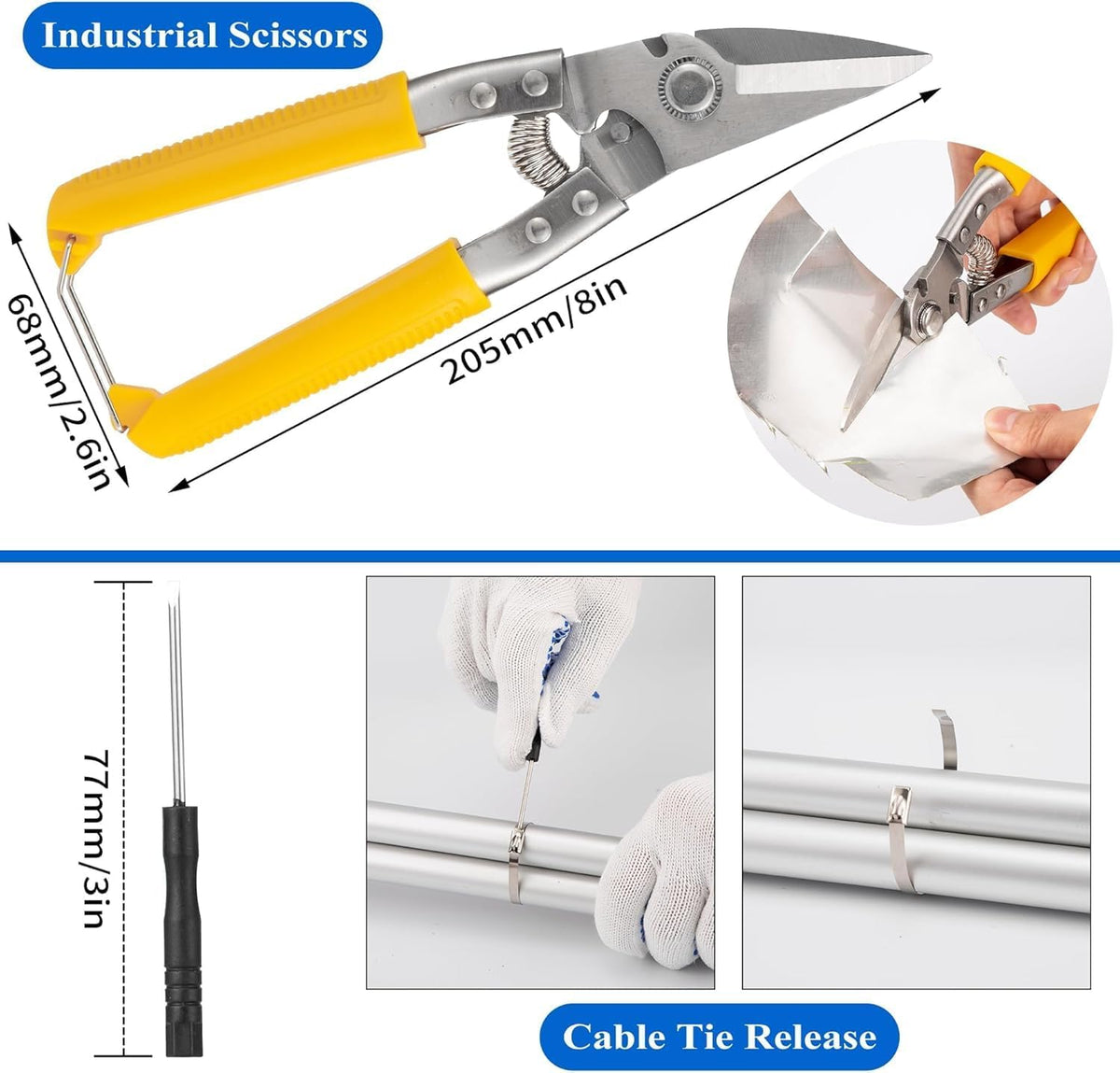 Stainless Steel Cable Tie Gun Set with Adjustable Tension Auto Cut Fastening ...