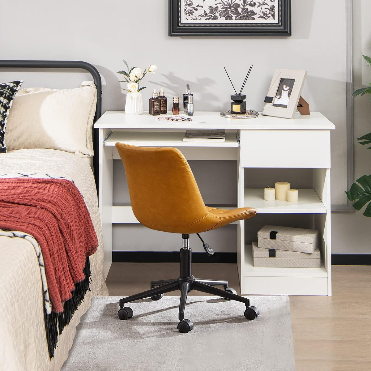 COSTWAY Computer Desk with Keyboard Tray, Large Drawer, Home Office Desk with...