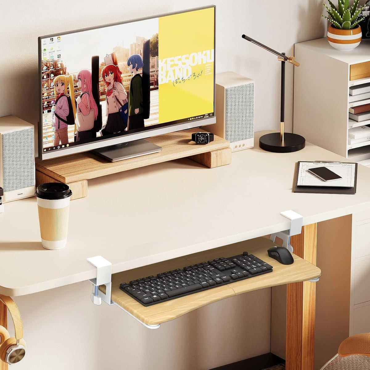 suptek Keyboard Tray Under Desk Pull Out with C Clamp Mount, Computer Keyboar...