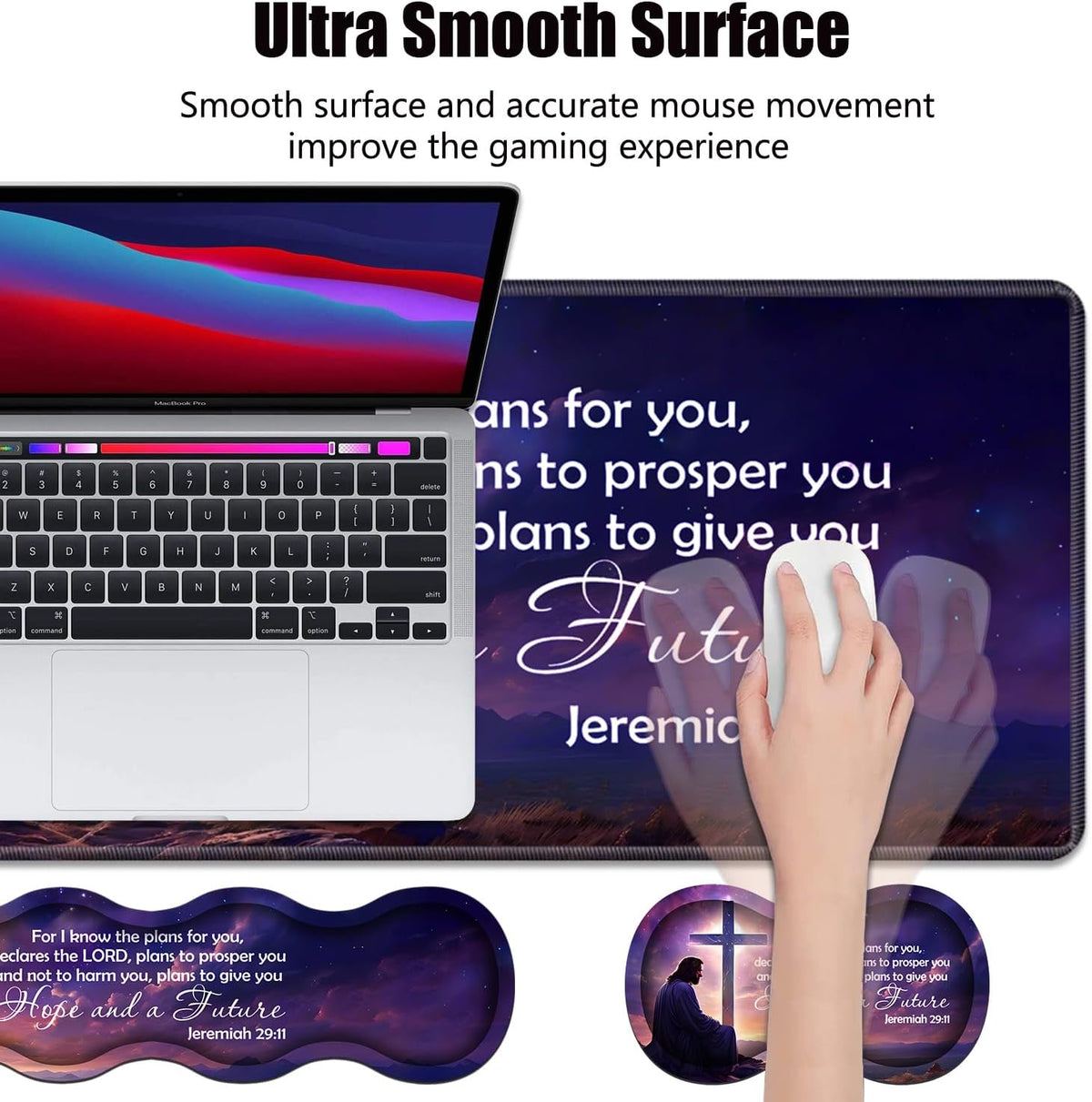 Ergonomic Memory Foam Mouse Pad Wrist Rest Set,Large Gaming Desk Pad + Keyboa...