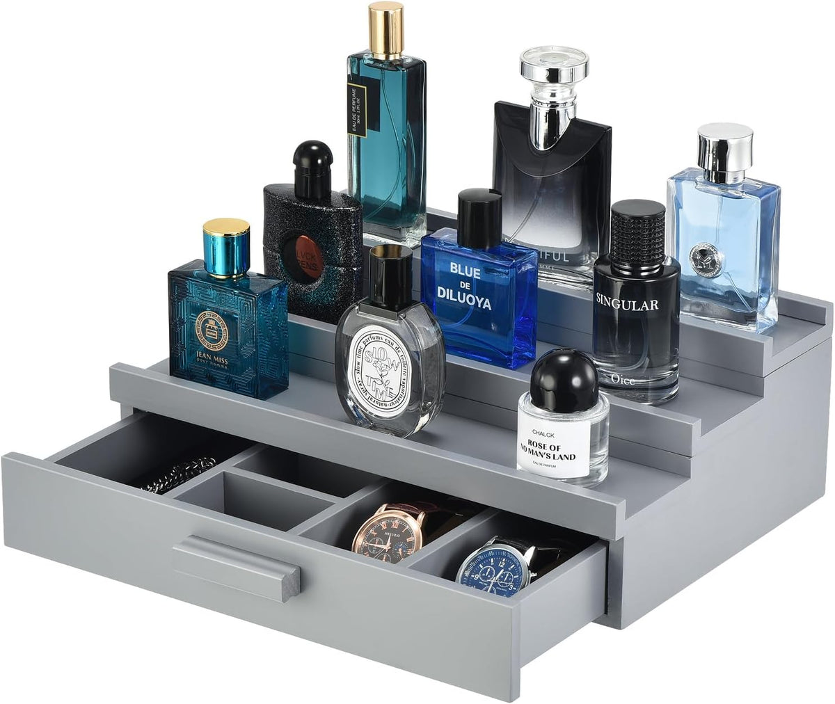 Perfume Organizer for Men,3 Tier Perfume Display Stand,Gray