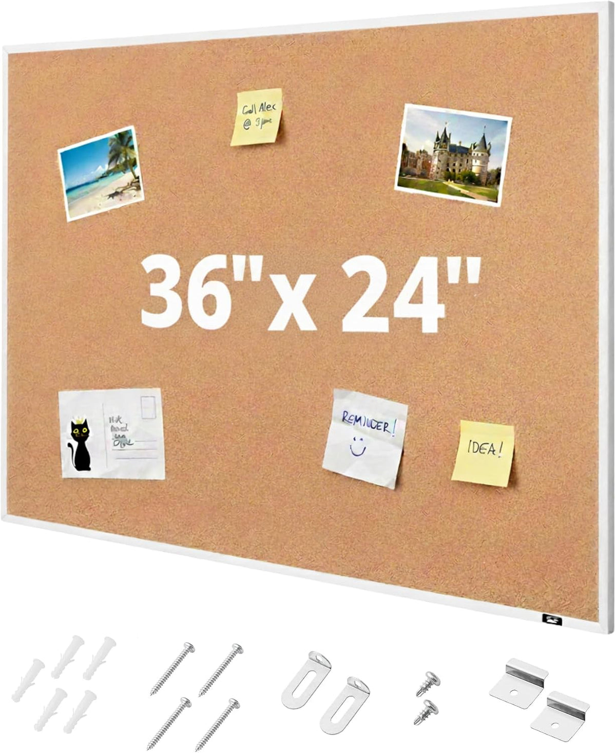 Mr. Pen- Cork Board, 24”x36”, White Frame, Cork Bulletin Board