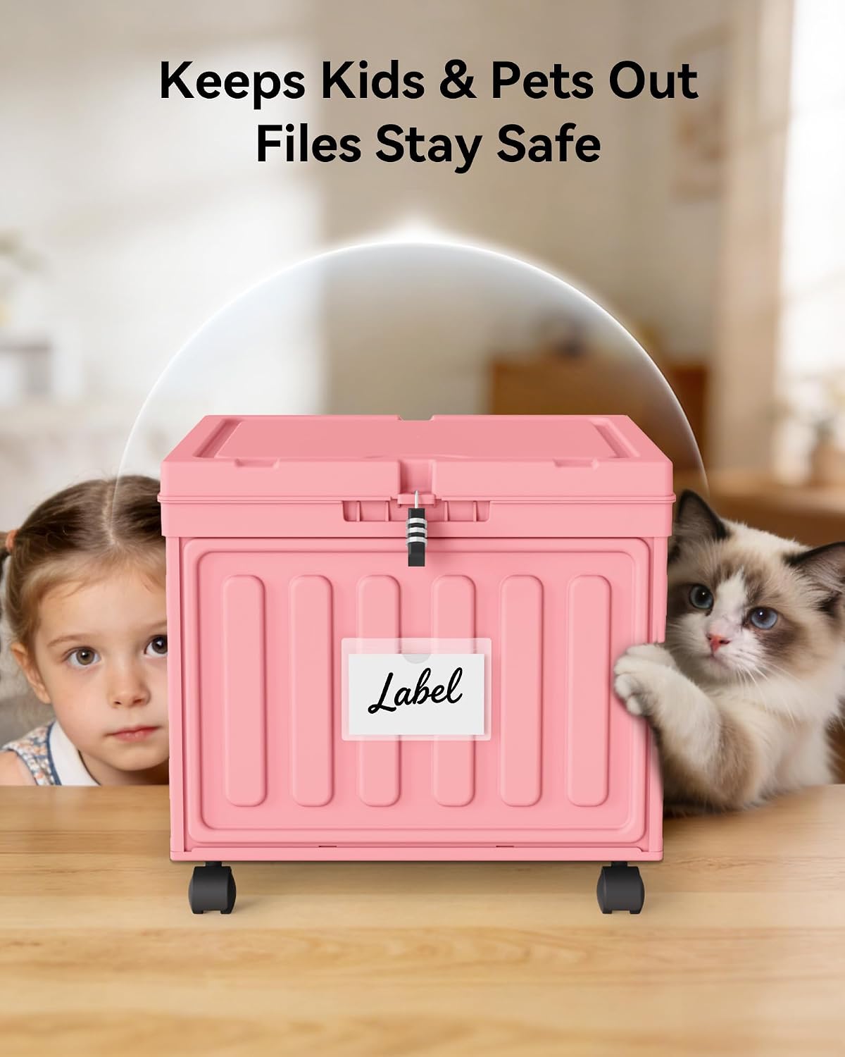 Oterri Lockable File Cabinet with Wheel, Letter-Size Plastic File Organizer