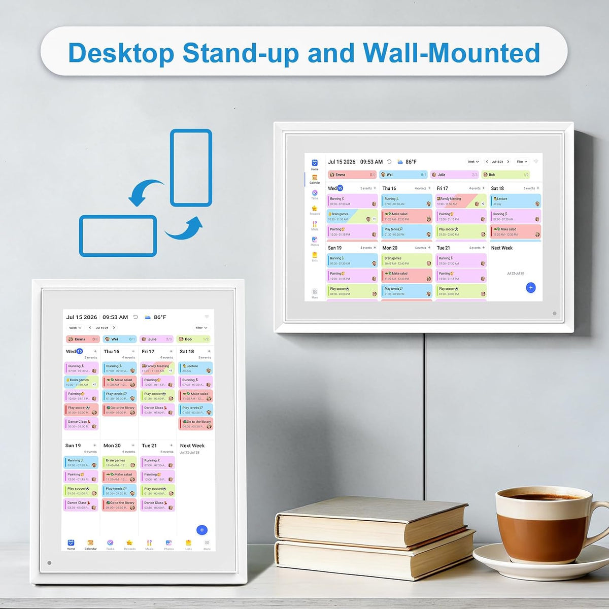 10.1 Inch Digital Calendar+Digital Picture Frame, 2026 Desk Calendar Smart Wi...