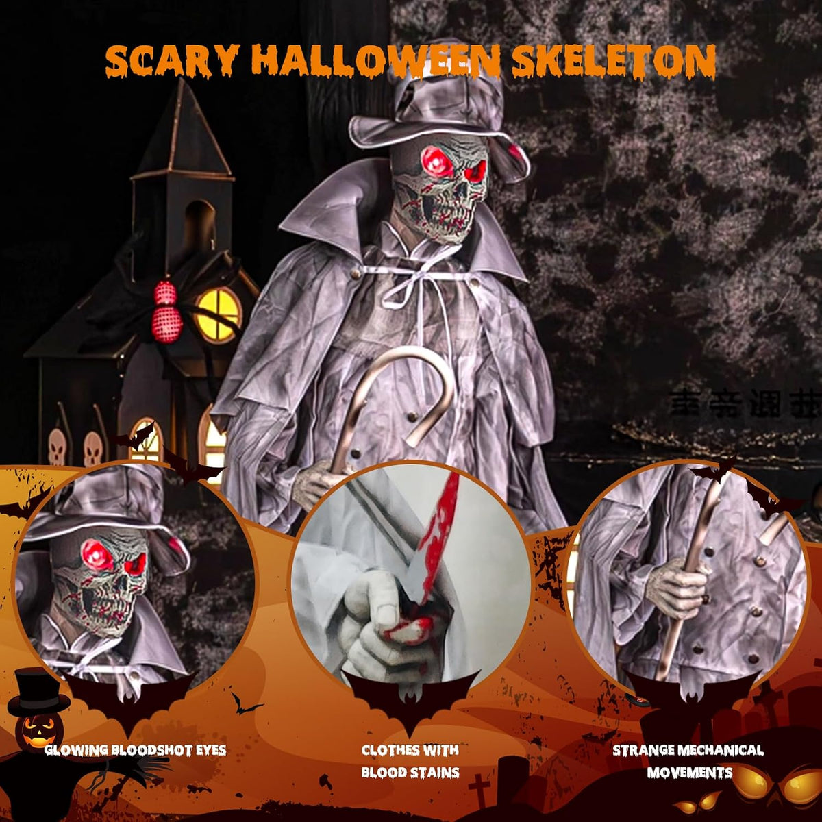 Halloween Animatronics Decorations, Gentleman Jack with Motion Activated, Sou...