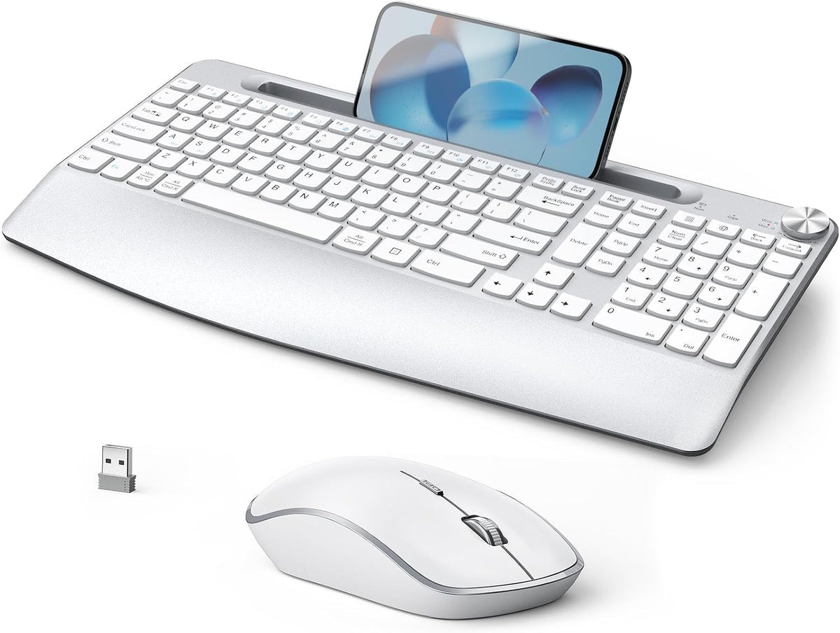 JOYACCESS Ergonomic Wireless Keyboard Mouse Combo, Silver