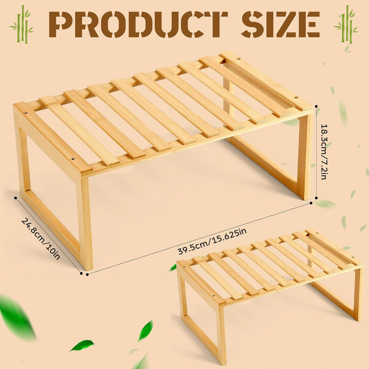 2 Pcs Kitchen Cabinet Organizer Bamboo Bookshelf Bamboo Kitchen Shelves, Cabi...