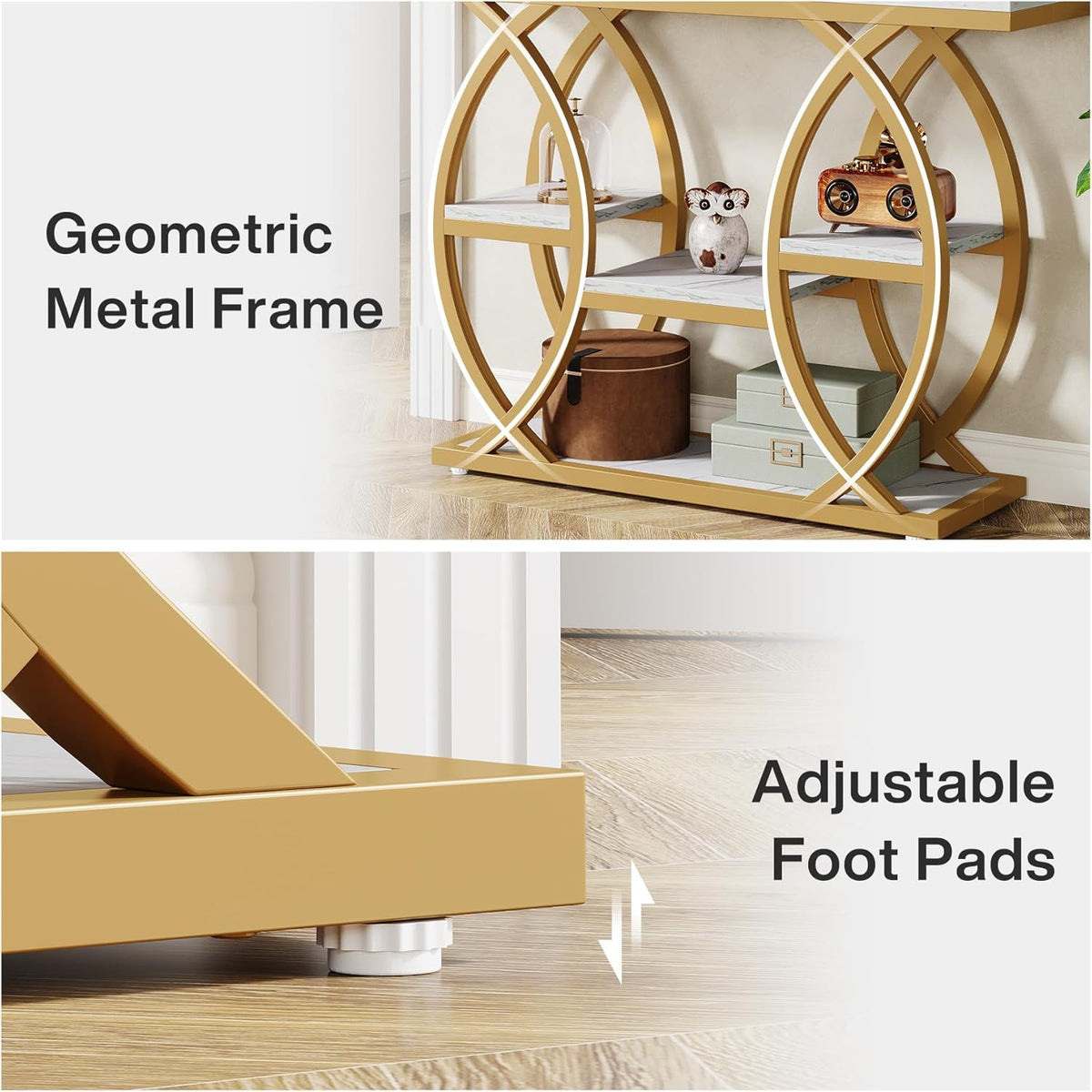 Tribesigns 39.4" Console Table, Sofa Table, Accent Tables, White Gold