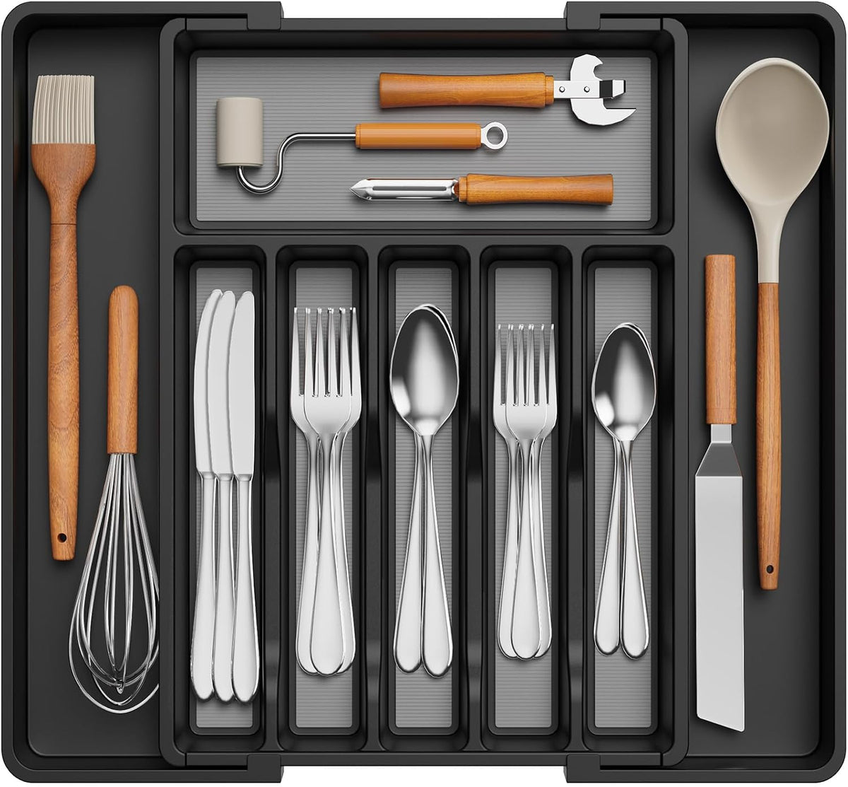 Lifewit Extra Large Silverware Drawer Organizer, Expandable Utensil Tray
