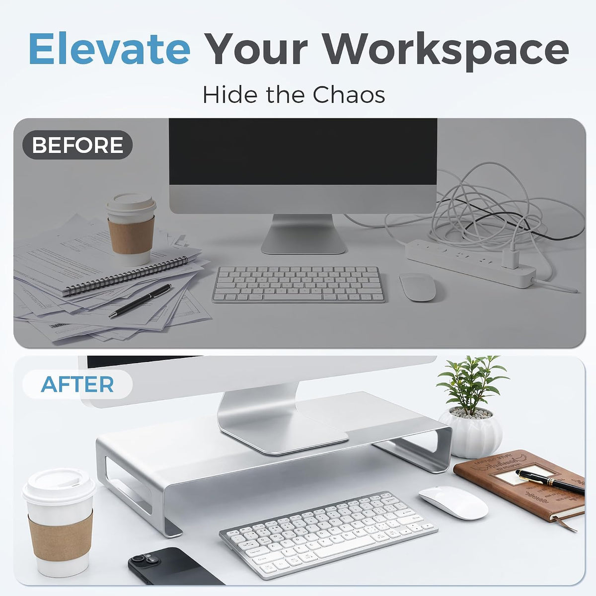 Computer Monitor Stand Riser for Desk, Premium Aluminum Laptop Riser