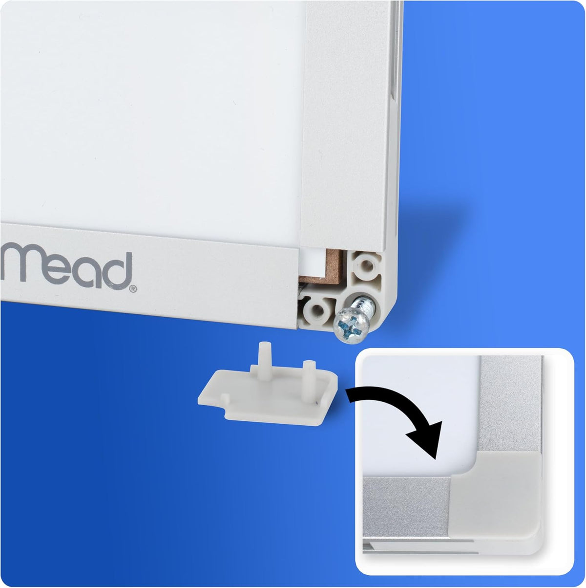 Mead Dry Erase Board 48" x 36" Non-Magnetic Whiteboard For Wall, 4&...