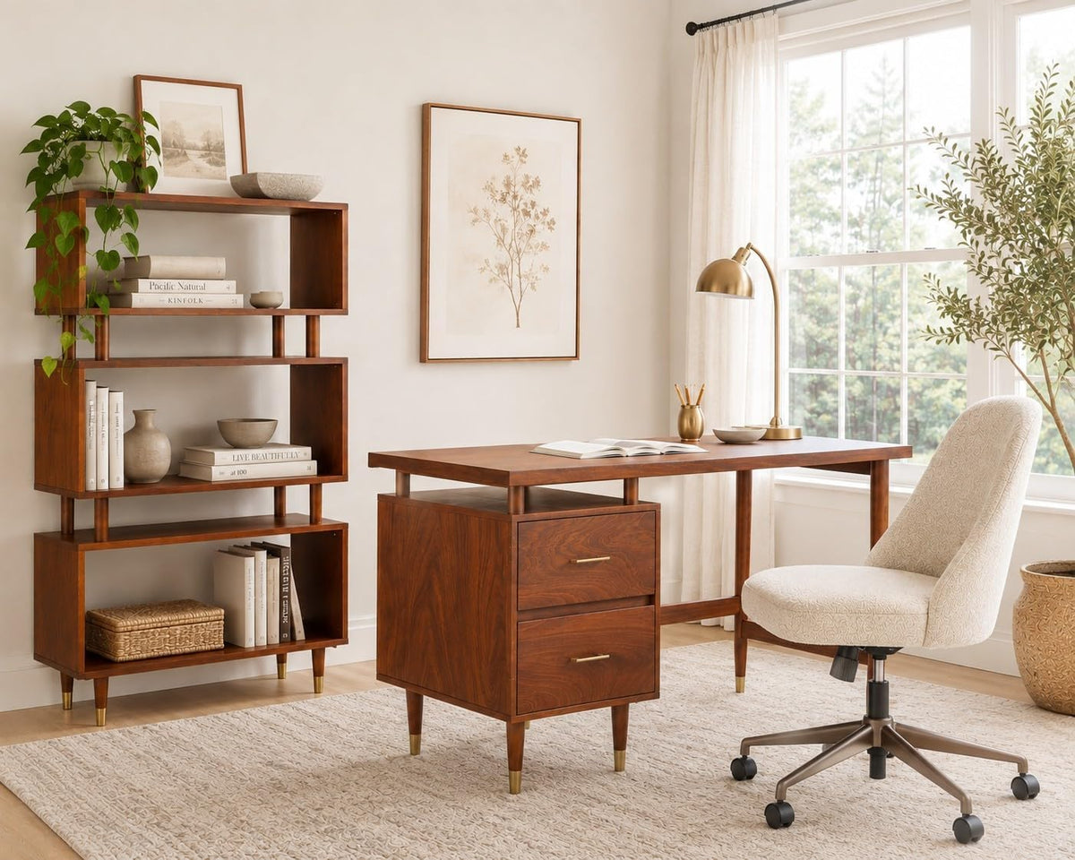 Mesa 3 Tier Bookshelf, Mid Century Bookcase for Living Room, Bedroom Furnitur...