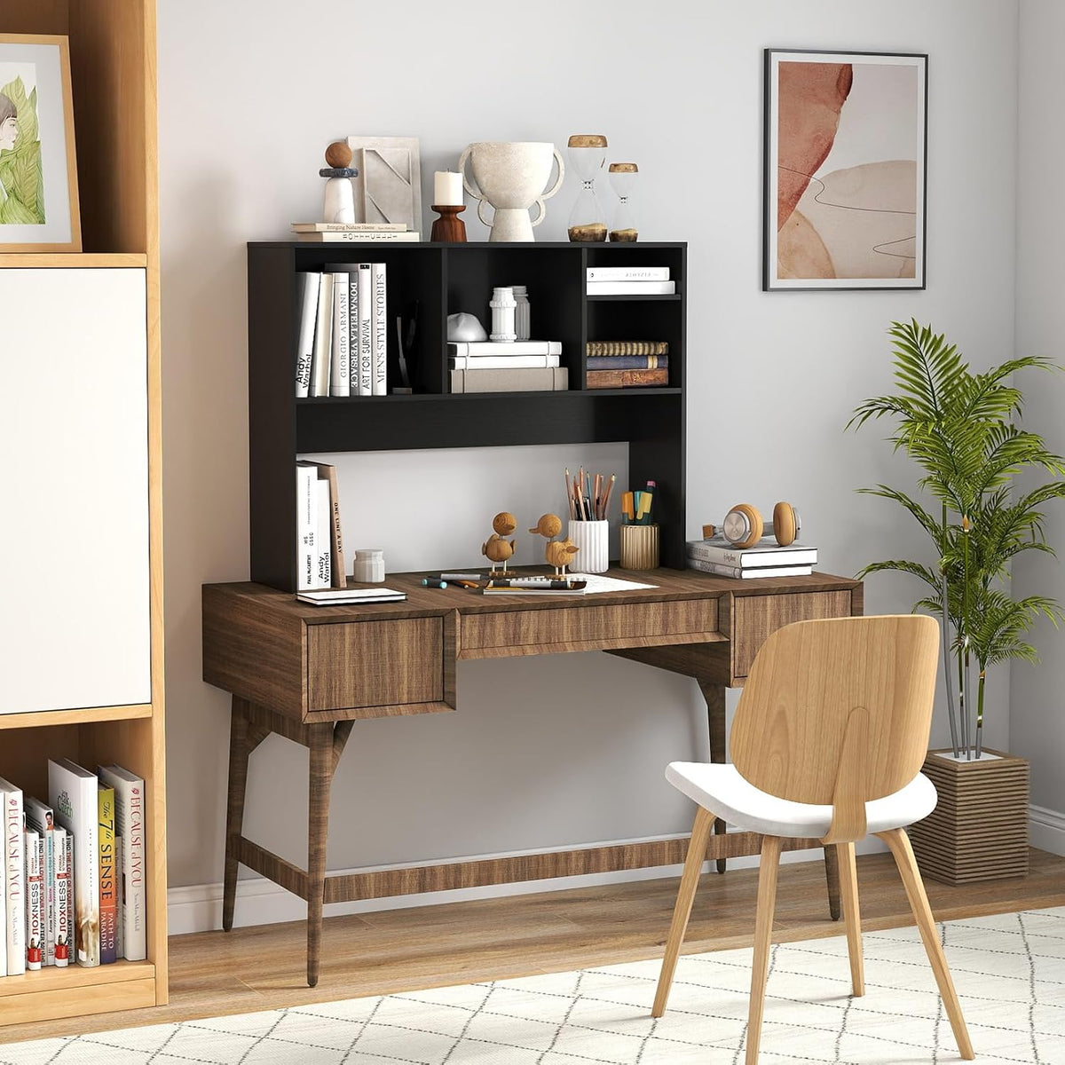 GIANTEX Desktop Bookshelf, Countertop Storage Hutch with 4 Shelves for Comput...