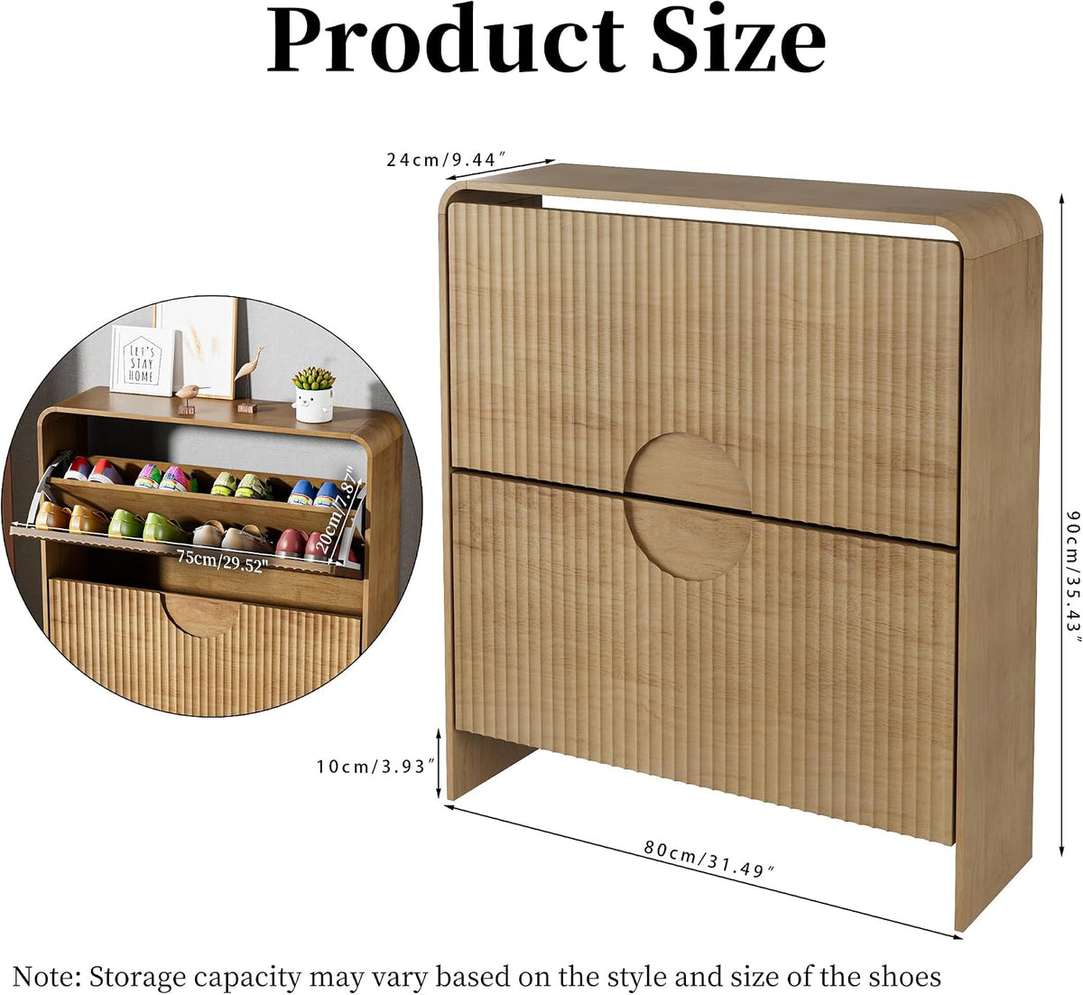 Narrow Shoe Cabinet for Entryway, Fluted Entry Way Shoe Storage Cabinet with ...