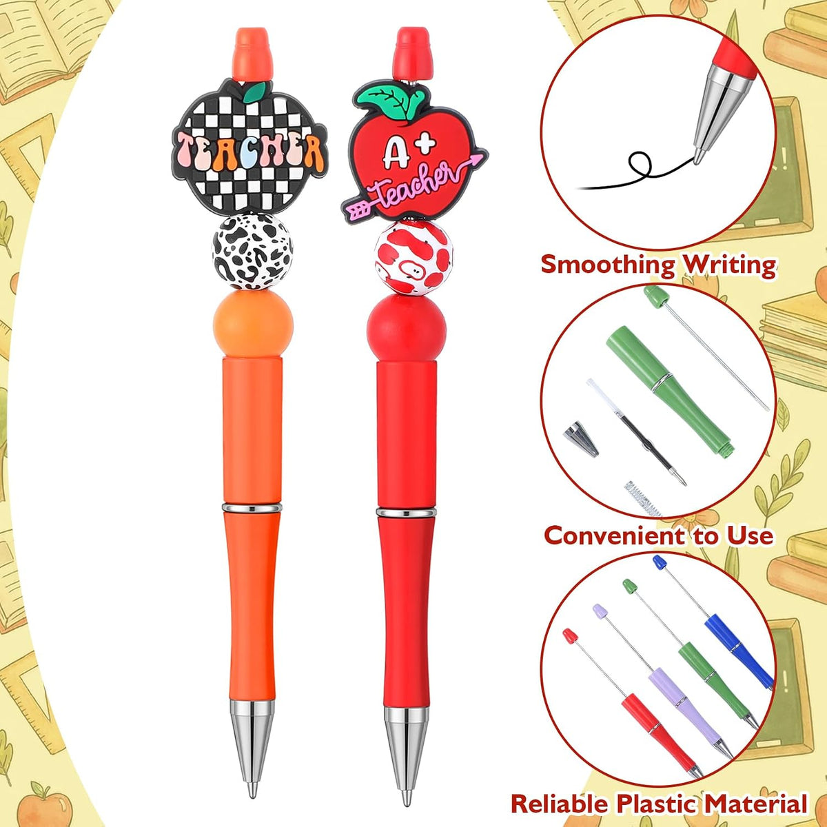 50 Sets Teacher Pen Kits: Teacher DIY Refillable Beadable Pens Set